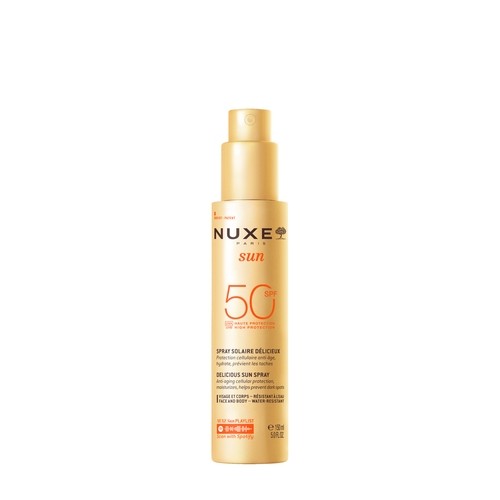 #2 – Nuxe Sun Zestaw Mleczko do opalania twarzy i ciała SPF50, 150 ml + Żel pod prysznic po opalaniu, 100 ml