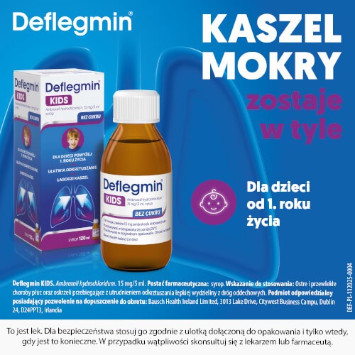 Miniaturka artykułu - #0 Deflegmin Kids syrop 15mg/5 ml, 120 ml
