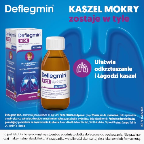 Miniaturka artykułu - #1 Deflegmin Kids syrop 15mg/5 ml, 120 ml