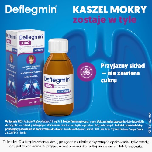 Zdjęcie produktu - 3 Deflegmin Kids syrop 15mg/5 ml, 120 ml