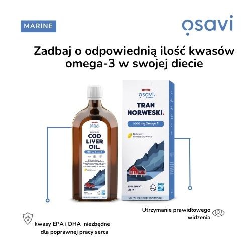 Miniaturka artykułu - #1 Osavi Tran Norweski 1000 mg Omega 3 aromat cytrynowy, 500 ml