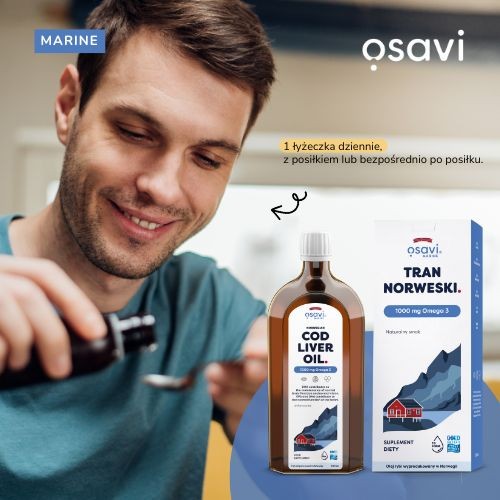 Miniaturka artykułu - #0 Osavi Tran Norweski 1000 mg Omega 3 aromat naturalny, 500 ml