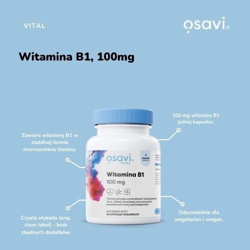 Miniaturka artykułu - #1 Osavi Witamina B1 100 mg, 60 kaps.
