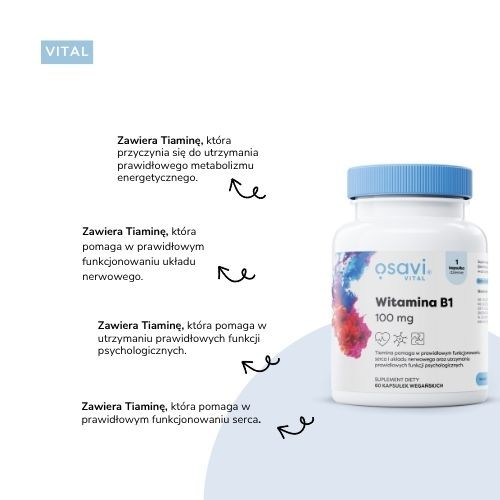 Zdjęcie produktu - 2 Osavi Witamina B1 100 mg, 60 kaps.