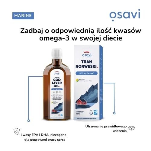 Miniaturka artykułu - #1 Osavi Tran Norweski 1000 mg Omega 3 aromat cytryna-mięta, 250 ml