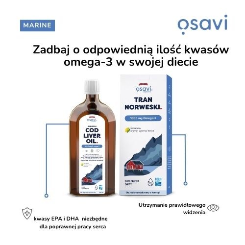 Miniaturka artykułu - #1 Osavi Tran Norweski 1000 mg Omega 3 aromat cytryna-mięta, 500 ml