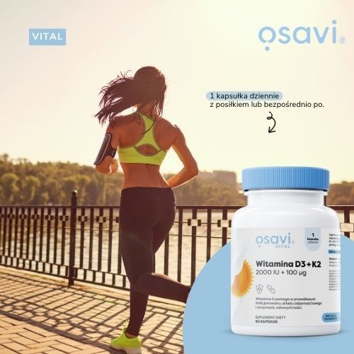 Miniaturka artykułu - #1 Osavi Witamina D3 2000IU + K2 100 mcg, 60 kaps.