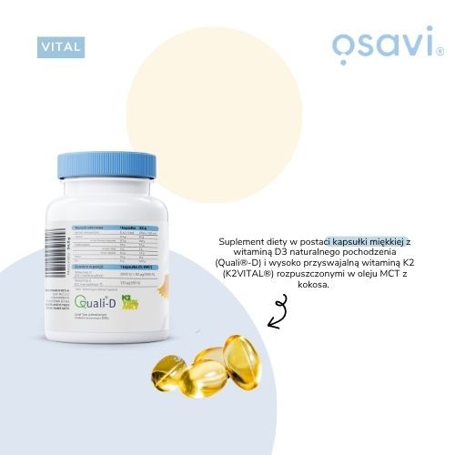 Zdjęcie produktu - 3 Osavi Witamina D3 2000IU + K2 100 mcg, 60 kaps.