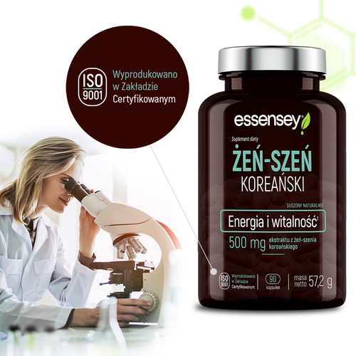 Miniaturka artykułu - #0 Essensey Żeń-Szeń Koreański 500 mg, 90 kaps.
