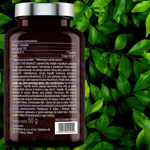Zdjęcie produktu - 4 Essensey Cynk organiczny, 120 kaps.