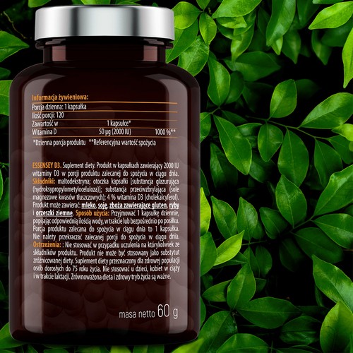 Zdjęcie produktu - 4 Essensey Witamina D3 2000 IU, 120 kaps.