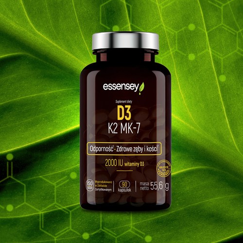 Zdjęcie produktu - 2 Essensey Witamina D3 + K2 MK-7, 90 kaps.