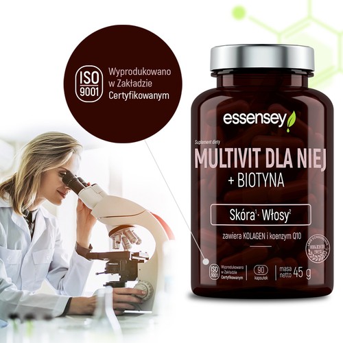 Miniaturka artykułu - #0 Essensey MultiVit dla niej + Biotyna, 90 kaps.
