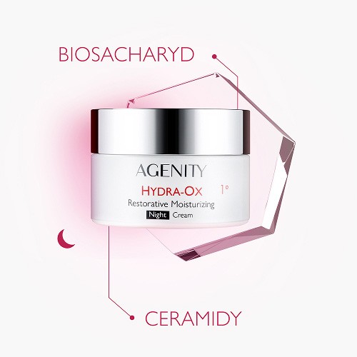 Zdjęcie produktu - 2 Agenity Hydra-Ox Odbudowujący krem nawilżający na noc, 50 ml