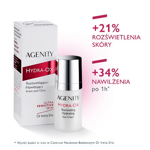 Miniaturka artykułu - #0 Agenity Hydra-Ox Rozświetlająco-nawilżający krem pod oczy, 15 ml