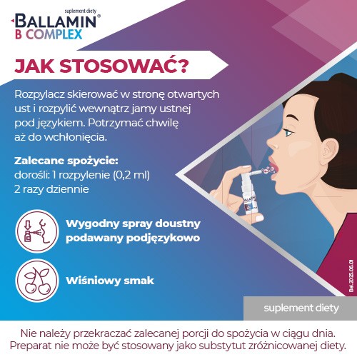 Zdjęcie produktu - 4 Ballamin B Complex Witaminy z grupy B spray, 15 ml