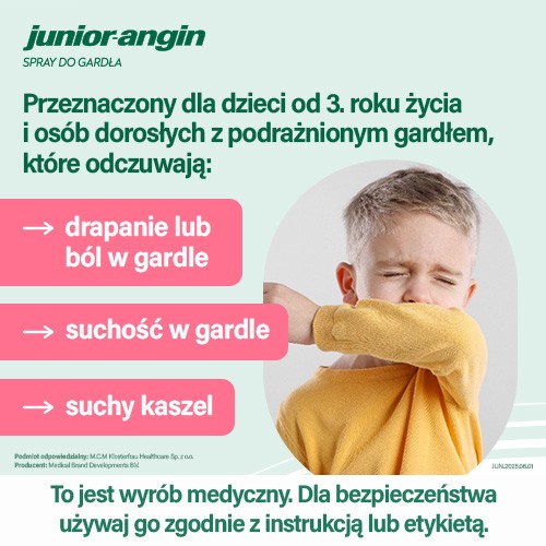 Zdjęcie produktu - 3 Junior-angin Spray do gardła o smaku wiśniowym, 20 ml