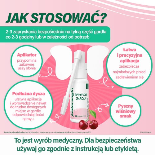 Zdjęcie produktu - 4 Junior-angin Spray do gardła o smaku wiśniowym, 20 ml
