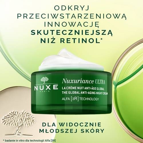 Zdjęcie produktu - 2 NUXE Zestaw Nuxuriance Ultra Krem przeciwstarzeniowy na noc, 50 ml+ Krem przeciwstarzeniowy na dzień, 15 ml + Rozświetlający olejek ze złotymi drobinkami, 8 ml