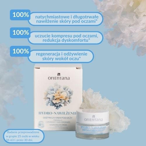 Miniaturka artykułu - #1 Orientana Hydro-Nawilżenie Tremella Ceramidy Olej awokado Odżywczy krem pod oczy, 15 ml
