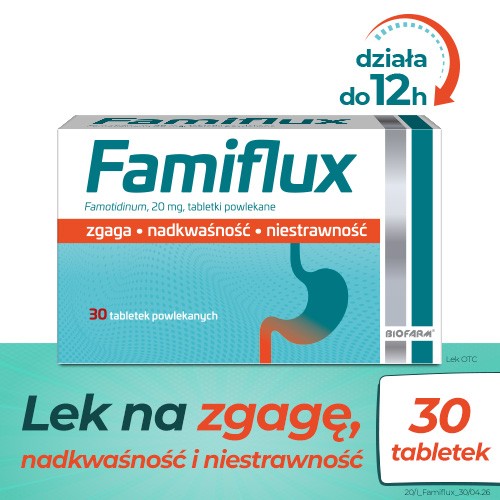 Miniaturka artykułu - #0 Famiflux 20 mg, Lek na zgagę, 30 tabletek powlekanych