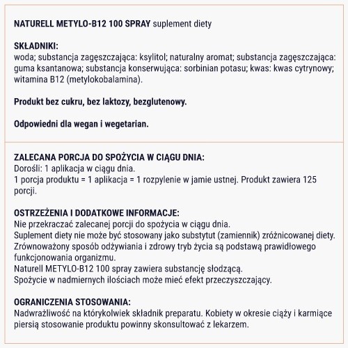 Zdjęcie produktu - 7 Naturell Metylo-B12 100 spray, 25 ml