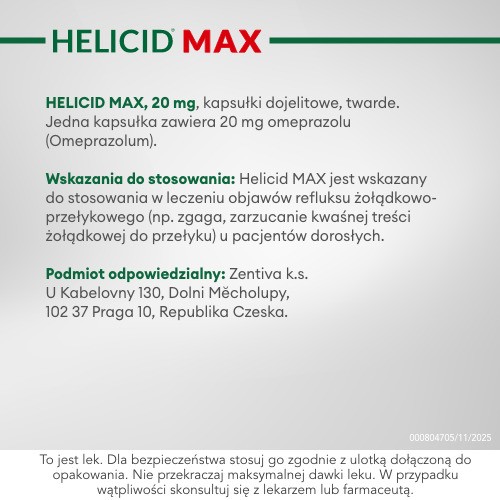 Zdjęcie produktu - 6 Helicid Rapid - omeprazol 20mg, szybkodziałający lek na zgagę 14 kapsułek
