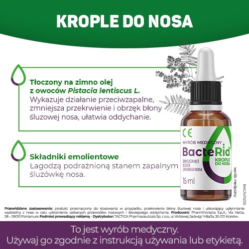 Miniaturka artykułu - #1 BacteRid krople do nosa, 15 ml