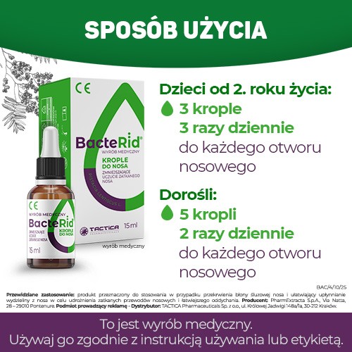 Zdjęcie produktu - 4 BacteRid krople do nosa, 15 ml