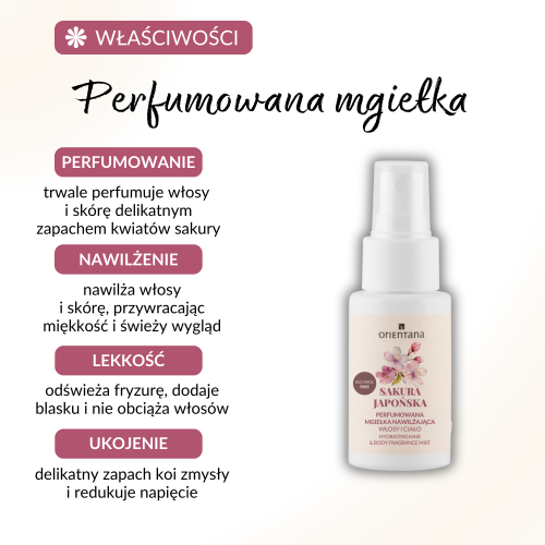 Miniaturka artykułu - #0 Orientana Sakura Japońska Perfumowana mgiełka nawilżająca do ciała i włos&oacute;w, 50 ml