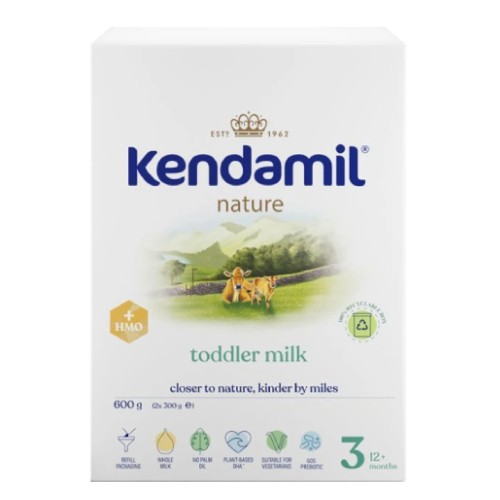 Miniaturka artykułu - #0 Kendamil Nature 3 HMO+ Produkt w proszku na bazie białka krowiego dla dzieci po 12 miesiącu, 600 g