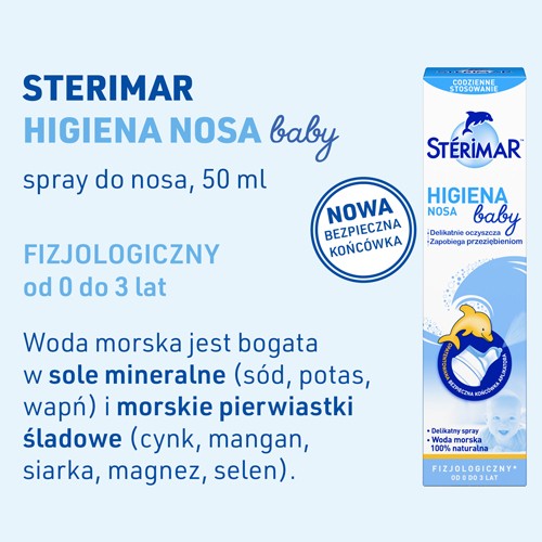 Miniaturka artykułu - #0 Sterimar Higiena nosa baby Spray do nosa dla dzieci 0-3 lat, 50 ml