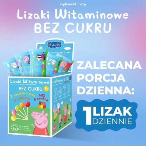 Zdjęcie produktu - 4 Domowa Apteczka Lizaki witaminowe bez cukru Peppa, 50 szt.