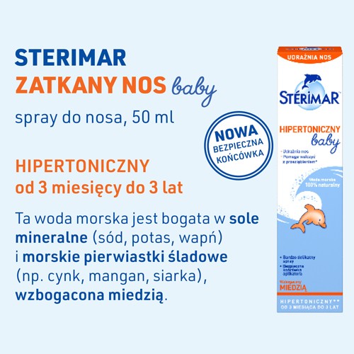 Miniaturka artykułu - #0 Sterimar Zatkany nos baby Spray do nosa dla dzieci, 50 ml