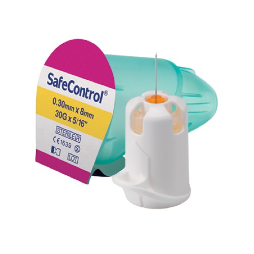 Zdjęcie produktu - 0 Unifine SafeControl 8 mm 30G 0.30 mm Bezpieczna igła do wstrzykiwacza z podw&oacute;jną ochroną, 100 szt.