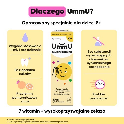 Zdjęcie produktu - 2 Ummu Multiwitamina 6+ krople o smaku pomarańczowym, 30 ml