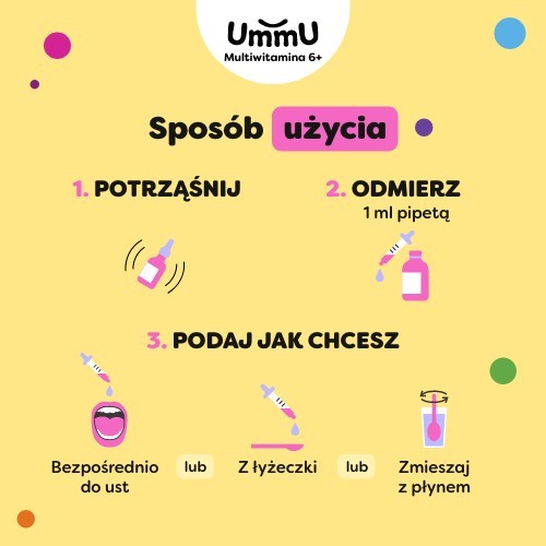 Zdjęcie produktu - 5 Ummu Multiwitamina 6+ krople o smaku pomarańczowym, 30 ml