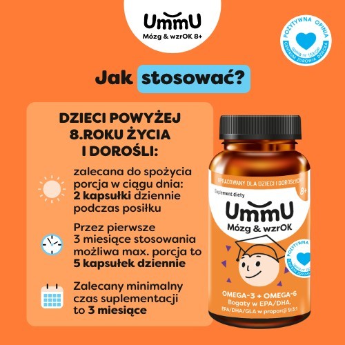 Zdjęcie produktu - 5 UmmU M&oacute;zg & wzrOK 8+, 120 kaps.