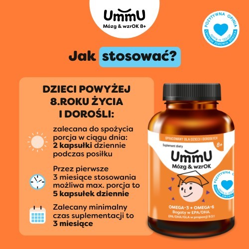 Zdjęcie produktu - 5 UmmU M&oacute;zg & wzrOK 8+, 240 kaps.