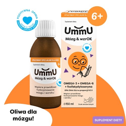 Miniaturka artykułu - #0 UmmU M&oacute;zg & wzrOK 6+ płyn o smaku owoc&oacute;w leśnych, 150 ml