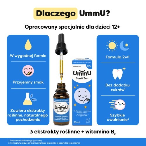 Zdjęcie produktu - 2 UmmU Sen & Zen 12+ krople, 30 ml 