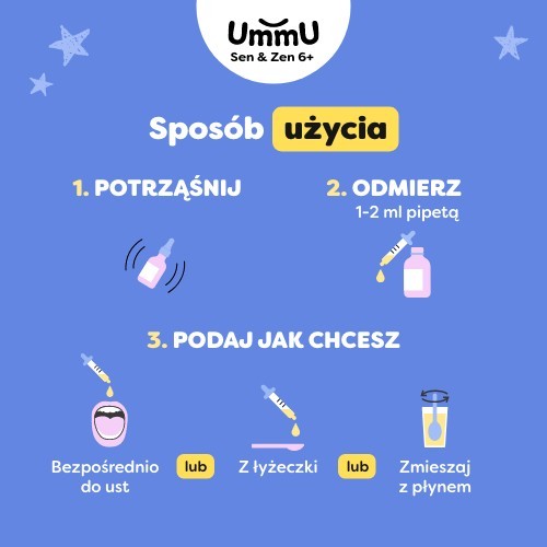 Zdjęcie produktu - 5 UmmU Sen & Zen 6+ krople, 30 ml 