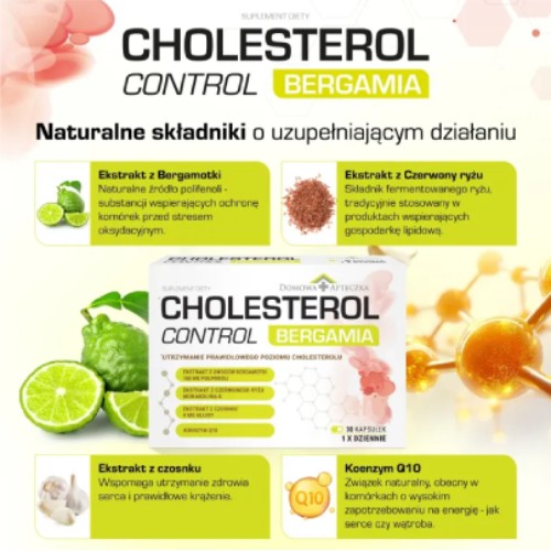 Miniaturka artykułu - #1 Domowa Apteczka Cholesterol Control Bergamia, 30 kaps.