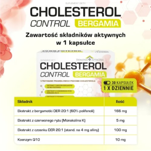 Zdjęcie produktu - 3 Domowa Apteczka Cholesterol Control Bergamia, 30 kaps.