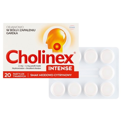 Miniaturka artykułu - #0 CHOLINEX INTENSE smak miodowo-cytrynowy, 20 tabletek