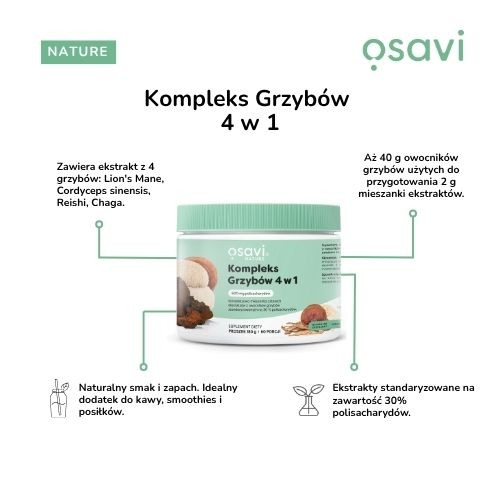 Miniaturka artykułu - #0 Osavi Nature Kompleks grzyb&oacute;w 4w1, 180 g