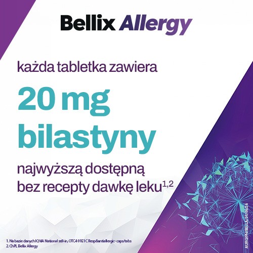 Miniaturka artykułu - #1 Bellix Allergy Bilastyna 20 mg, Lek na alergię 10 tabletek