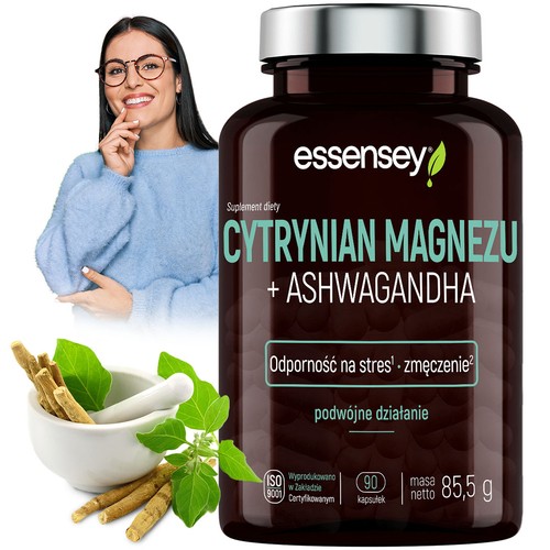 Miniaturka artykułu - #0 Essensey Cytrynian magnezu + Ashwagandha, 90 kaps.