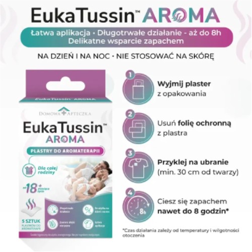 Miniaturka artykułu - #1 Domowa Apteczka Eukatussin Aroma Plastry do aromaterapii dla dzieci i dorosłych, 5 szt.