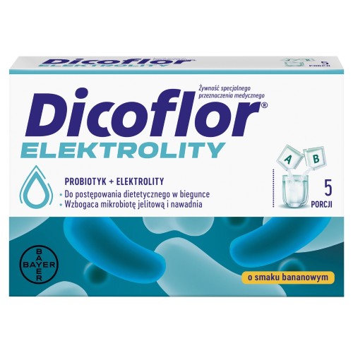 Zdjęcie produktu - 7 Dicoflor Elektrolity probiotyk + elektrolity smak bananowy, 5 porcji
